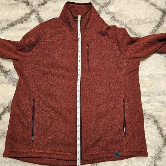 LL Bean Mens Jacket Large Regular Rust Knit Slightly Fitted Casual Fleece - Picture 14 of 14
